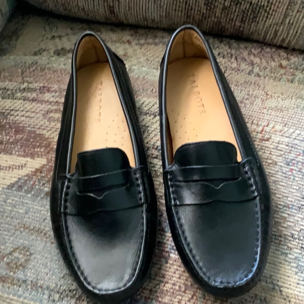 Talbots Black Leather Driving Loafers Size 7.5